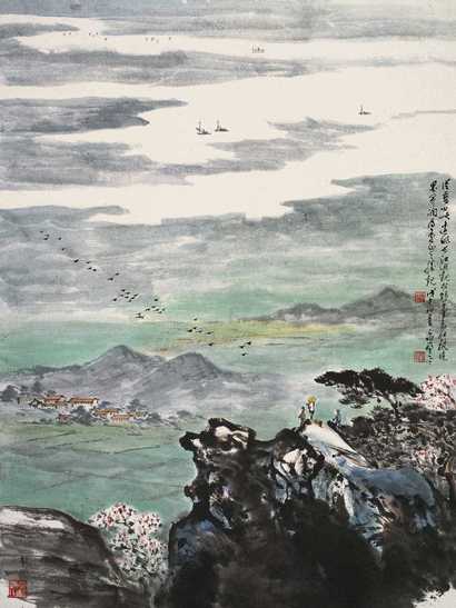 应野平 1978年作 庐山胜景 立轴